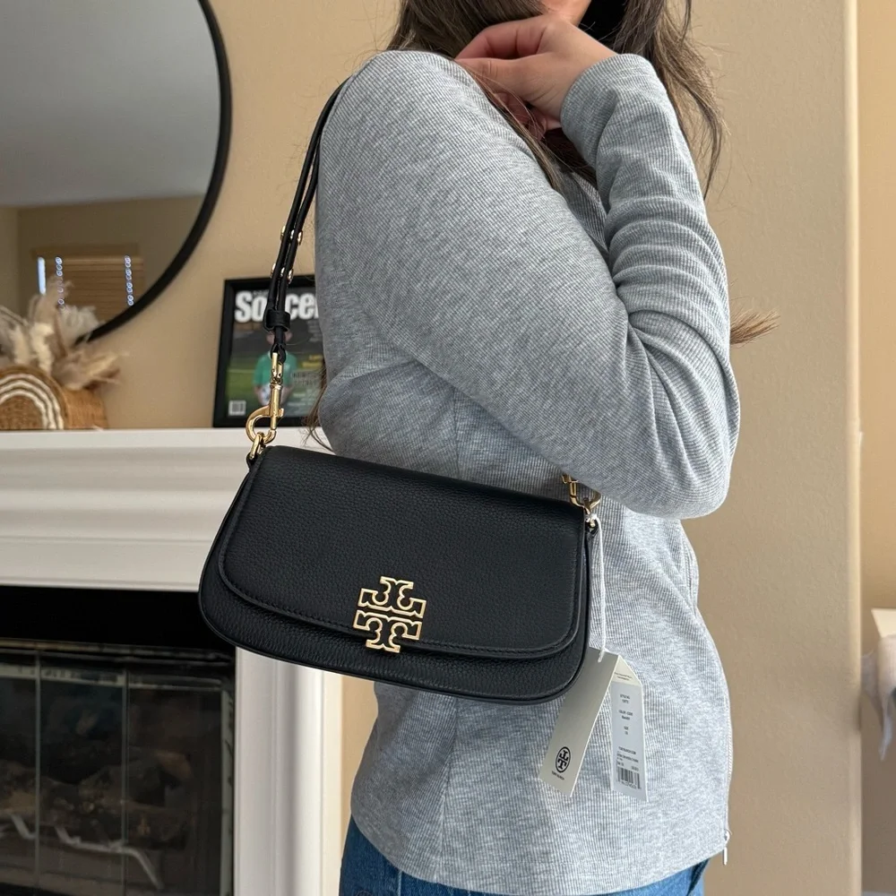 NWT Tory Burch Britten Convertible Leather Crossbody black 138772 ($525)